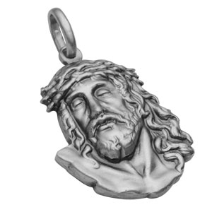 Pendentif en argent vieilli tête de Jésus Christ - Vue 2