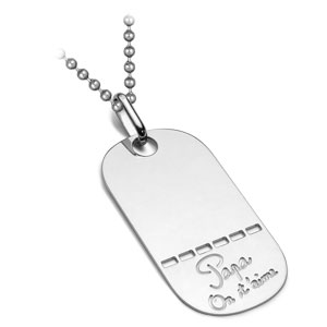 Pendentif en argent plaque G.I. arrondie troue grave \