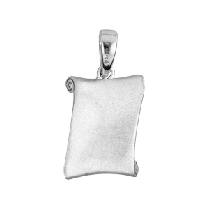 Pendentif en argent rhodié parchemin zodiaque Sagittaire avec oxydes blancs sertis fond sablé - Vue 2
