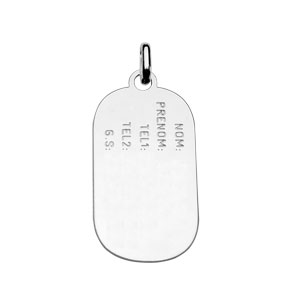 Pendentif pour enfant en argent plaque G.I. arrondie grave \