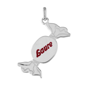 Pendentif argent rhodié forme bonbon - Vue 2