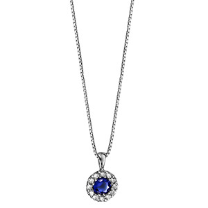 Collier avec pendentif en argent rhodi collection joaillerie 1 gros oxyde bleu au centre avec contour en oxydes blancs - Vue 2