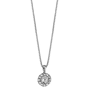 Pendentif en argent rhodié 1 gros oxyde blanc au centre avec contour en oxydes blancs - Vue 2