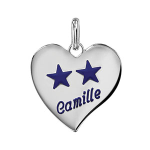 Pendentif en argent coeur moyen modle de 23mm  - plaque prestige - Vue 2