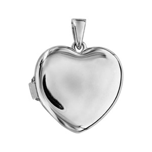 Pendentif en argent rhodi cassolette coeur - dimension 20mm - possibilit d\'insrer 1 ou 2 photos droite et gauche - Vue 2