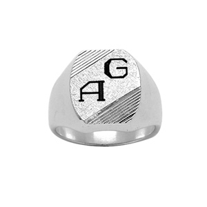 Chevalire en argent plateau tonneau 16mm X 14mm diamant et stri sur 2 angles - Vue 2