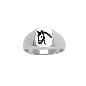 Chevalière en argent plateau ovale 10mm X 9mm - Vue 2