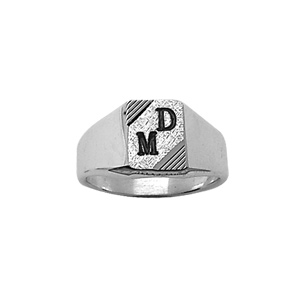 Chevalire en argent plateau rectangulaire 10mm X 8mm diamant et stri sur 2 angles - Vue 2