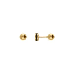 Boucles d\'oreille tige en acier dore jaune boule 5mm fermoir à vis et caoutchouc - Vue 2
