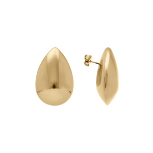 Boucles d\'oreille tige en acier doré goutte (28mm x 20mm) - Vue 2