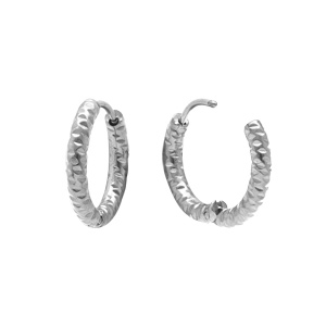 Créoles en acier diamantées articulées 17mm - Vue 2