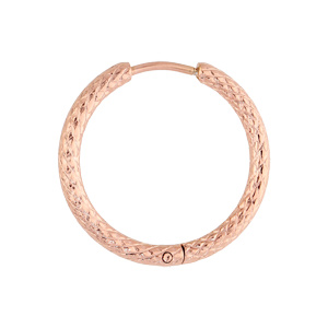 Créoles en acier et PVD rose fantaisie motif epis en 25mm - Vue 2