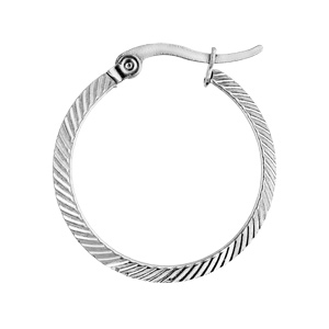 Créoles en acier diamantée striée diamètre 21mm - Vue 2