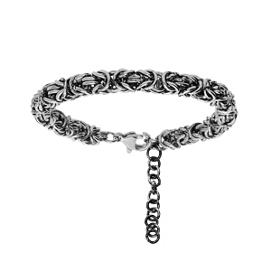 Bracelet en acier patin maille royale 19+3cm - Vue 2