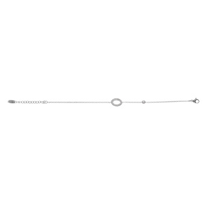 Bracelet en acier ovale contour rsine et strass et un oxyde blanc 17+3cm - Vue 2