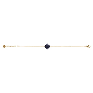 Bracelet en acier PVD dor motif pierre imitation facet bleu nuit 17+3cm - Vue 2