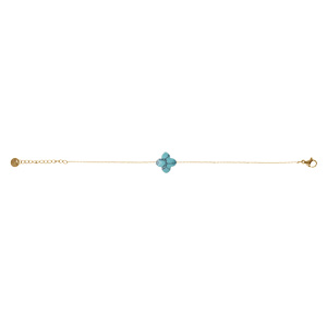 Bracelet en acier PVD dor motif pierre imitation facet turquoise 17+3cm - Vue 2