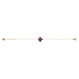 Bracelet en acier PVD dor motif pierre imitation facet violette 17+3cm - Vue 2