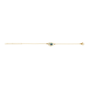 Bracelet stella mia en acier doré résine blanche avec fleur bleu - 16+3cm - Vue 2