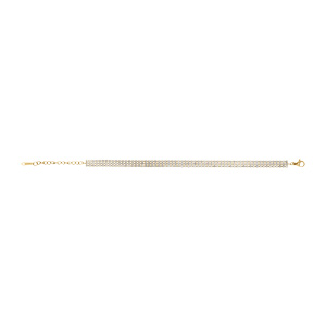 Bracelet en acier dor jaune avec rang d\'oxydes blancs sertis - 16+4cm - Vue 2
