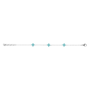 Bracelet en acier trois fleurs résine turquoise - 16+3cm - Vue 2