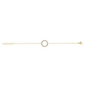 Bracelet en acier doré cercle avec contour d\'oxydes blancs - 16+3cm - Vue 2