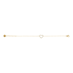 Bracelet en acier doré avec coeur contour d\'oxydes blancs - 16+3cm - Vue 2