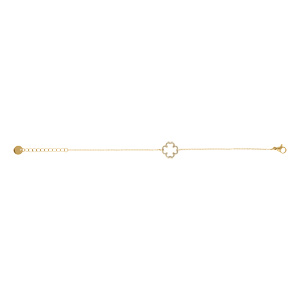 Bracelet en acier doré fleur avec contour oxydes blancs - 16+3cm - Vue 2