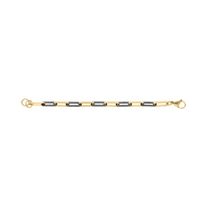 Bracelet en acier doré et PVD noir - 21cm - Vue 2
