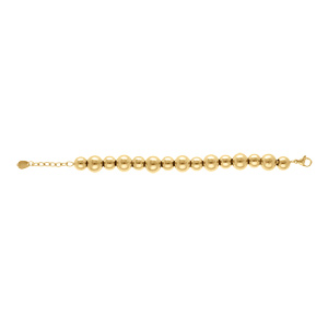 Bracelet en acier doré de boules 8mm et 10mm - 18+3cm - Vue 2
