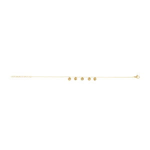 Bracelet en acier doré pampille pastilles martelées - 16+3cm - Vue 2