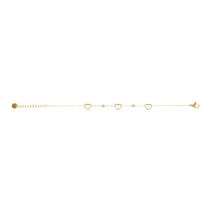 Bracelet en acier doré avec coeurs évidés - 16+3cm - Vue 2