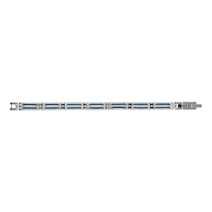 Bracelet en acier double câble bleu - 19cm + 1.5cm réglable double fermoir - Vue 2