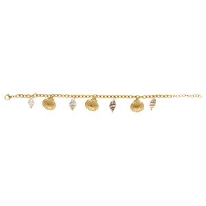 Bracelet en acier doré pampilles forme coquillages -16+3cm - Vue 2
