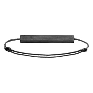 Bracelet en acier noir satiné tube rectangulaire 4mm personnalisable avec cordon noir réglable - Vue 2