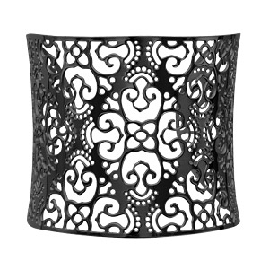 Bracelet en acier et PVD noir manchette motif filigrané - Vue 2