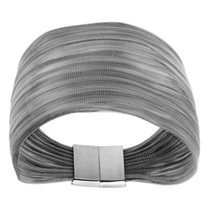 Bracelet en acier manchette drapé large légèrement transparent - Vue 2