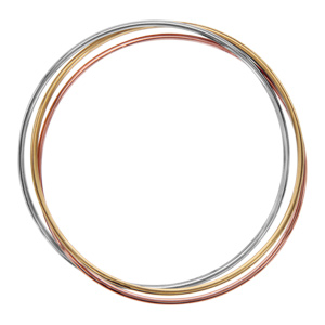 Bracelet jonc en acier et PVd rose et jaune 3 anneaux entrelacs - Vue 2