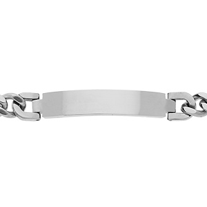 Gourmette en acier satiné plaque identité à graver 10mm maille gourmette largeur 9mm longueur 21cm - Vue 2