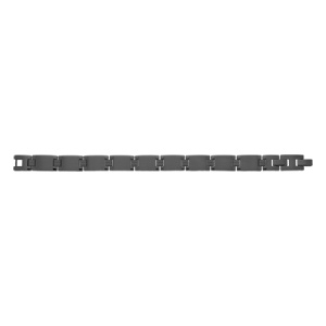 Bracelet en acier PVD noir - 19cm + 2cm réglable double fermoir - Vue 2