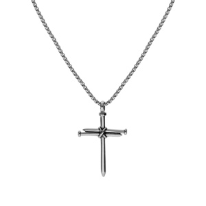 Collier en acier maille jaseron avec croix 45x34mm 60cm - Vue 2