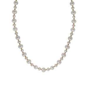 Collier en acier et PVD dor perles blanches vritables 40+5cm - Vue 2