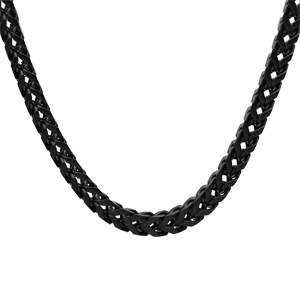 Collier en acier PVD noir mat maille franco carre 5x5 longueur 55cm - Vue 2