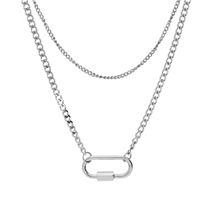 Collier en acier double rang avec mousqueton viss 39+5cm - Vue 2