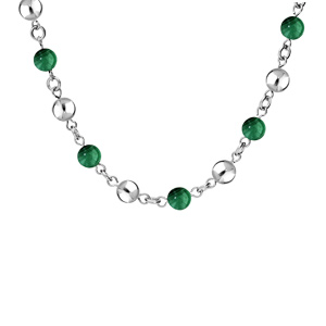 Collier en acier marseillais avec boules Agate verte 40+5cm - Vue 2