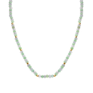 Collier avec amazonite et aventurine véritables et boules en acier doré - 38+5cm - Vue 2