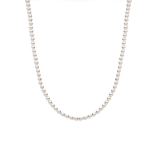Collier en acier perles blanches imitation - 40.5+5.5cm - Vue 2