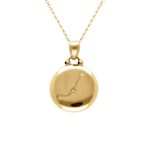 Collier en acier doré avec médaille de 15mm zodiaque bélier recto verso constellation, 40+10cm - Vue 2