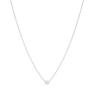 Collier en acier solitaire solitaire 4mm oxyde blanc serti - Vue 2