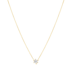 Collier en acier doré solitaire 6mm oxyde blanc serti - Vue 2